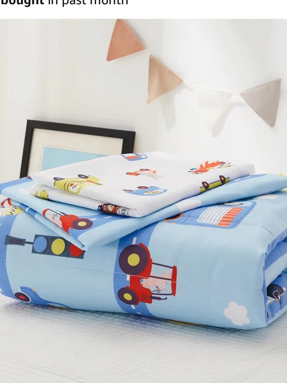4-Piece Toddler Bedding Set Cars bus  Roads Blue Stop Sign Police